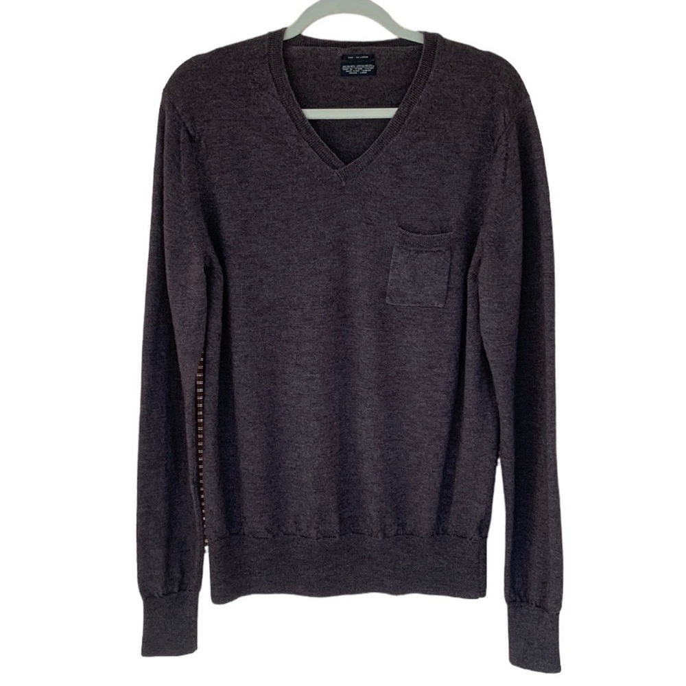 AllSaints Spitalfields Mens Brown Wool V Neck Long Sleeve Pullover Sweater , XXL